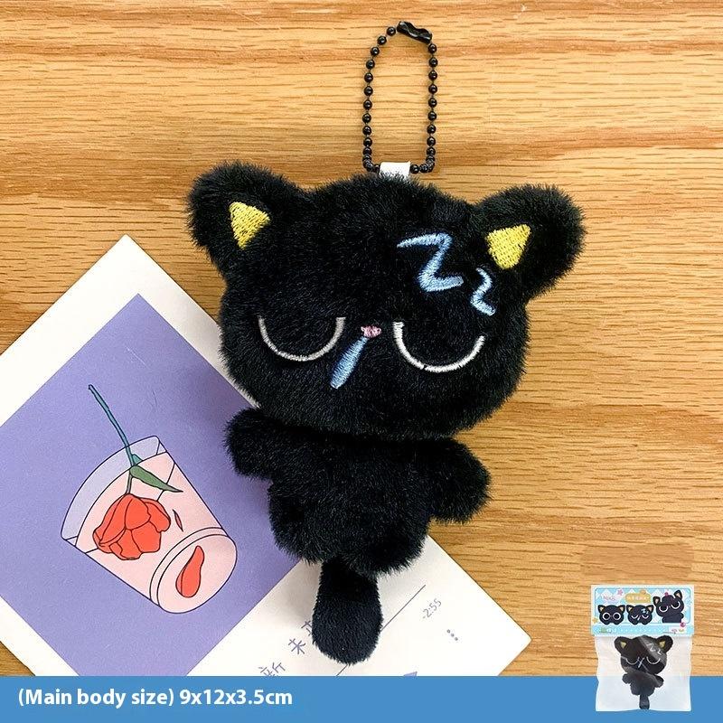 

Мультяшный брелок в виде плюшевой куклы черного кота, мягкий, набивной, милый, подвеска для школьной сумки, украшение, подарки