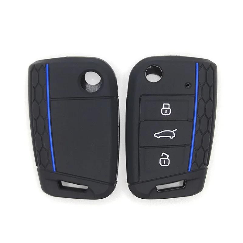 3 Button Flip Key Silicone Cover Fit for VW GOLF 7 MK7 SKODA SEAT 2014 2015 2016 FOB HULL OCTAVIA COMBI LEON IBIZA CUPTRA Case