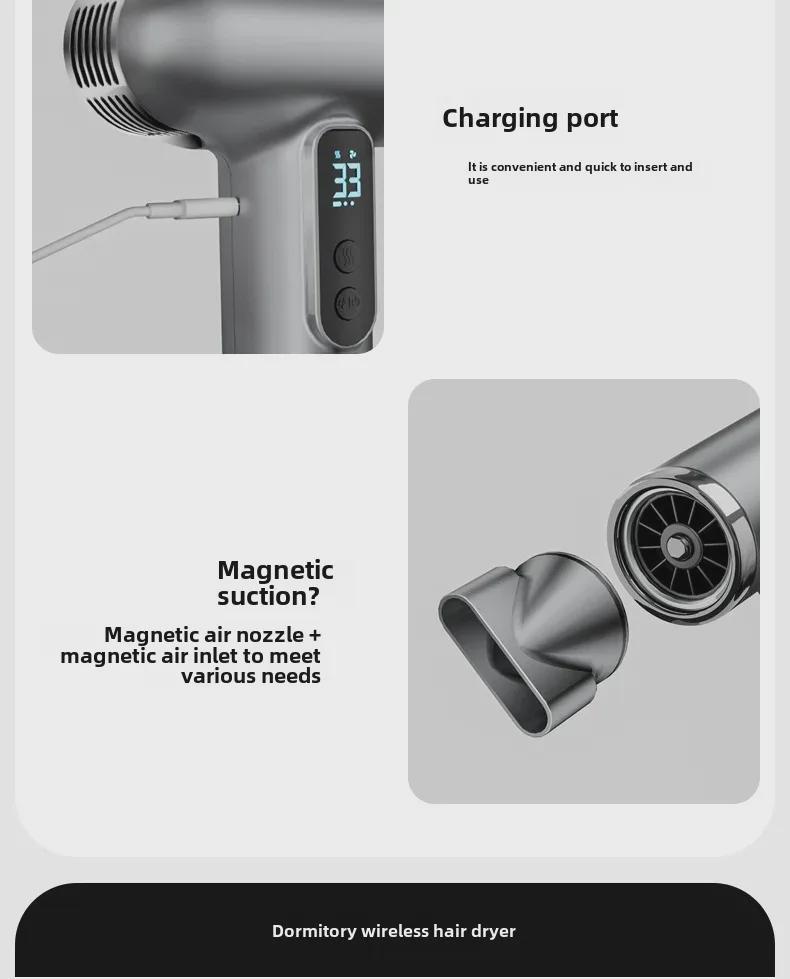 Blue Light Wireless High-Power Hair Dryer for Home & Dorm Use