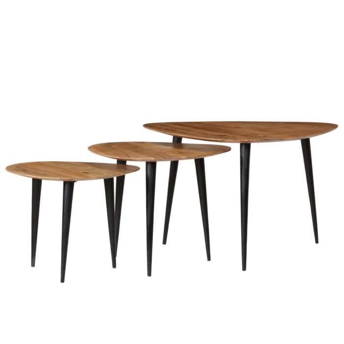 VidaXL Tables basses 3 pcs Bois d'acacia massif