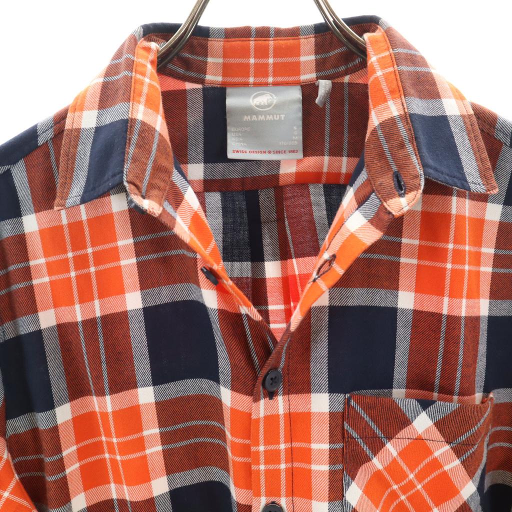 Mammut Check Pattern Long Sleeve Trovat Shirt M Orange Outdoors Men's Used