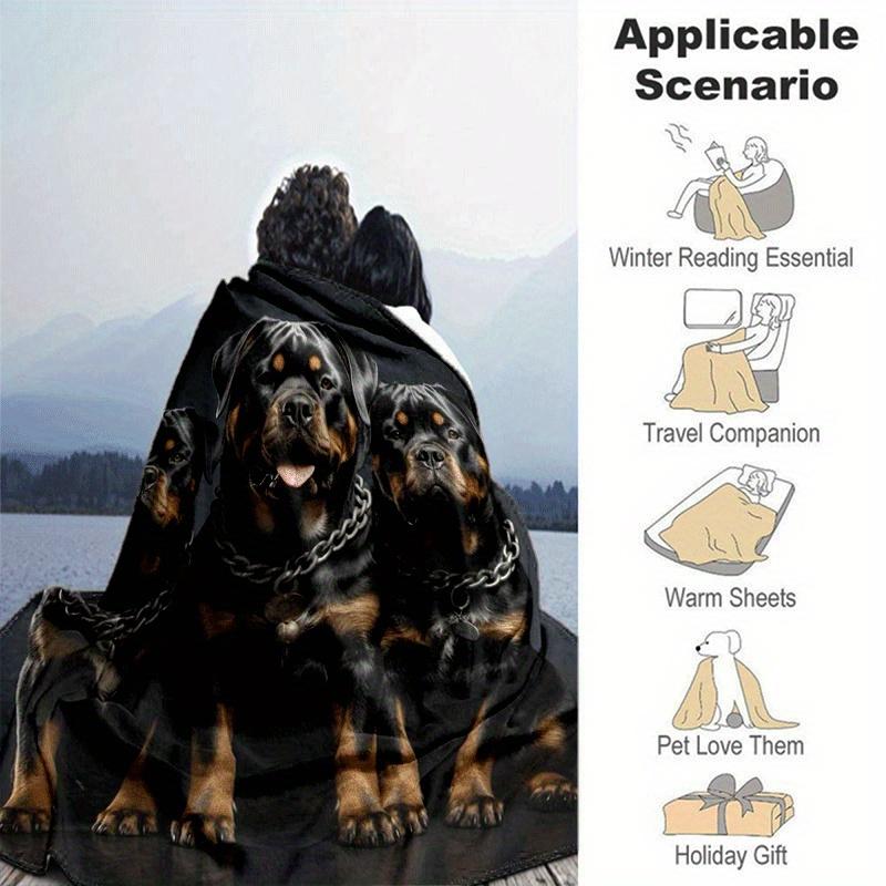 1pc Dog Printing Lightweight Flannel Blanket, Comfortable and Warm Blanket, for Camping Sofa Bed and Couch Office, Gift