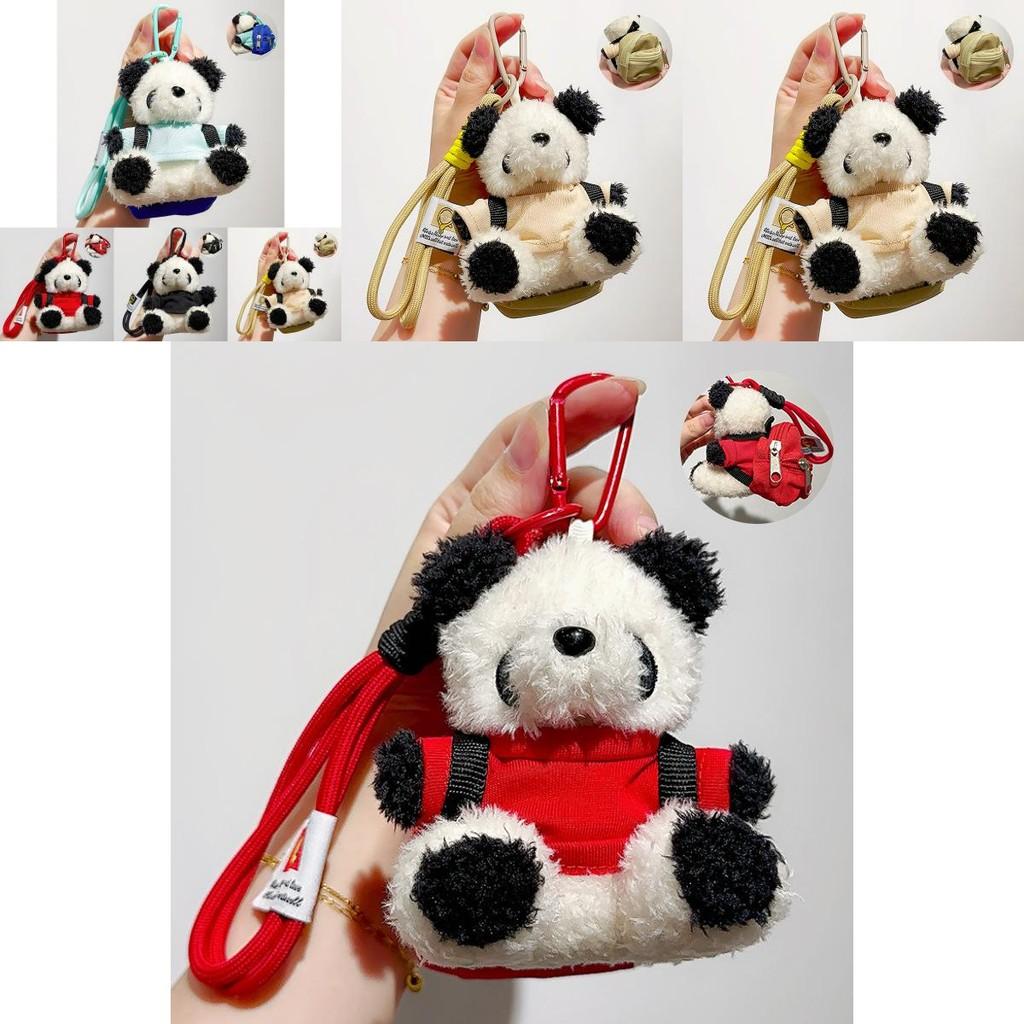 Soft Plush Panda Backpack Keychain Cute Cartoon Keyring Accessory For Gifts