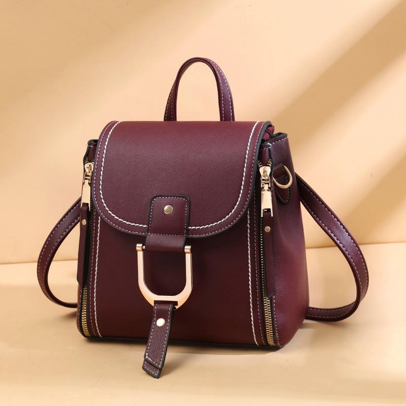 

Large Capacity Solid Color Backpack, Single Shoulder Backpack, Crossbody Bag, Anti-theft Design, Versatile бордовый