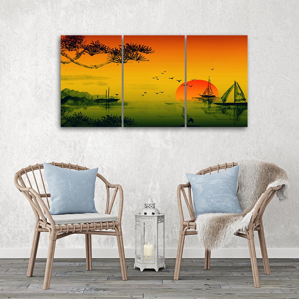 Three Piece Picture Canvas Print Landscape Japan