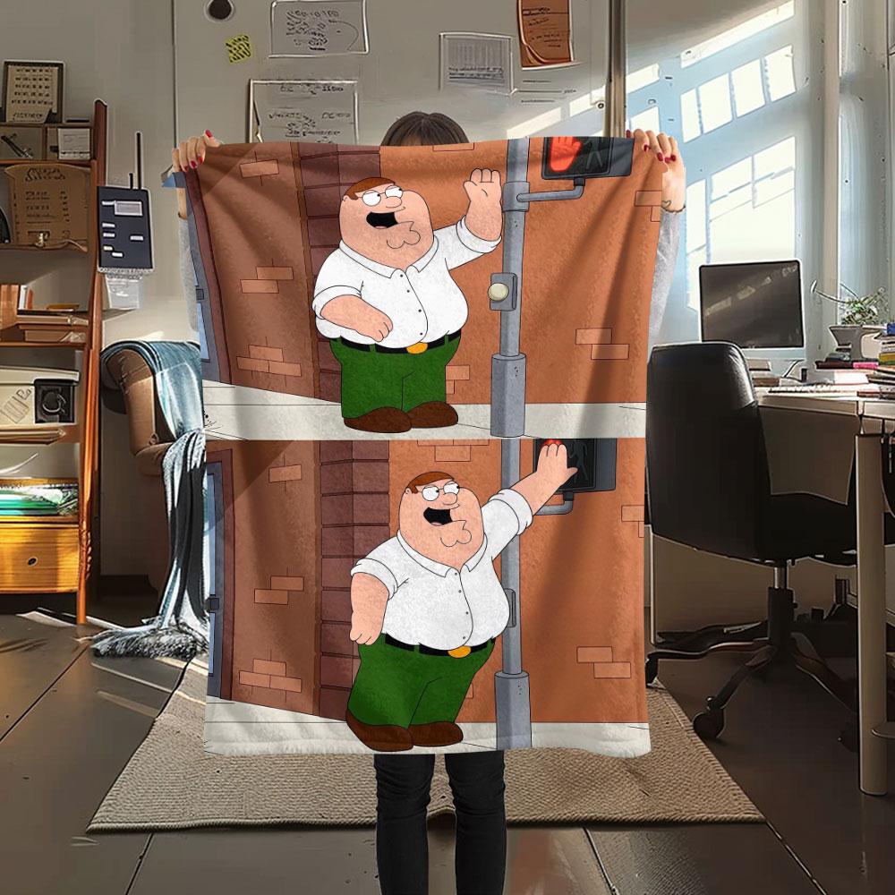 Peter Griffin Printed Flannel Blanket, soft throw for bedroom sofa, washable, fan merchandise, great gift.