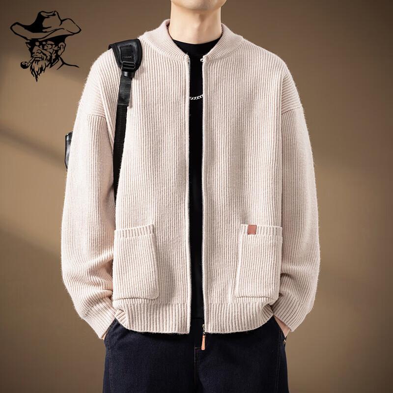 LRT Men's Baseball Collar Knit Cardigan