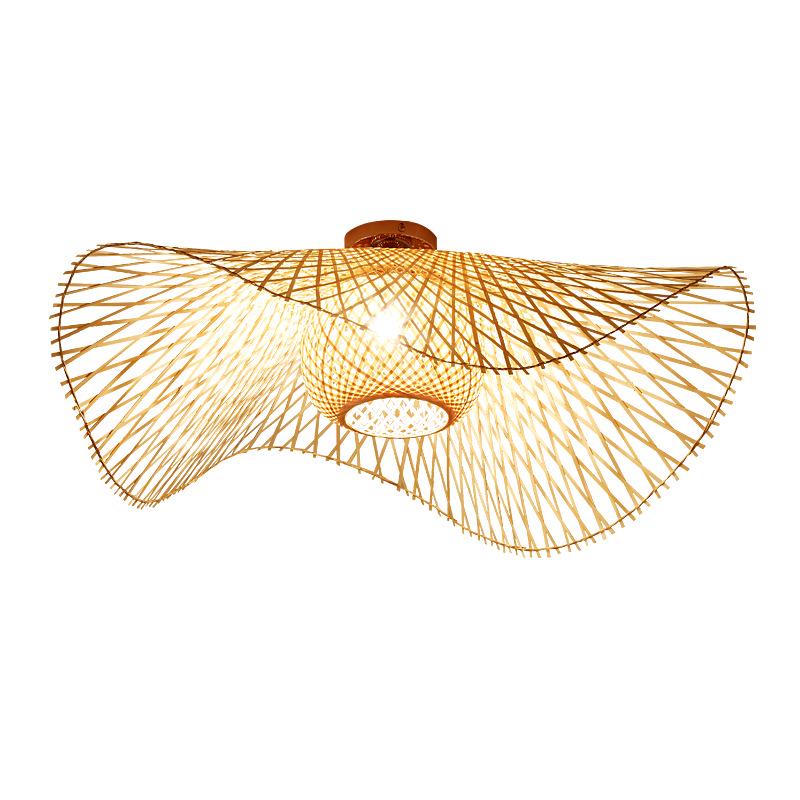 Zen Bamboo Weaving Ceiling Light: Creative Asian-Inspired Lighting for Hotels, Restaurants, Bedrooms, and Studies