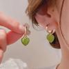 Green Double-Sided Heart Earrings - Fashionable Square Oil Drip Design