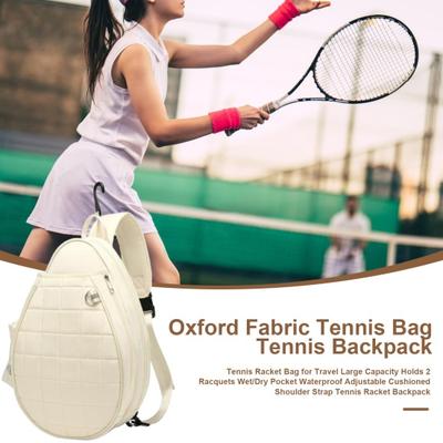 Tennis Racket Bag for Travel Large Capacity Holds 2 Racquets Wet/Dry Pocket Waterproof Adjustable Cushioned Shoulder Strap Tennis Racket Backpack
