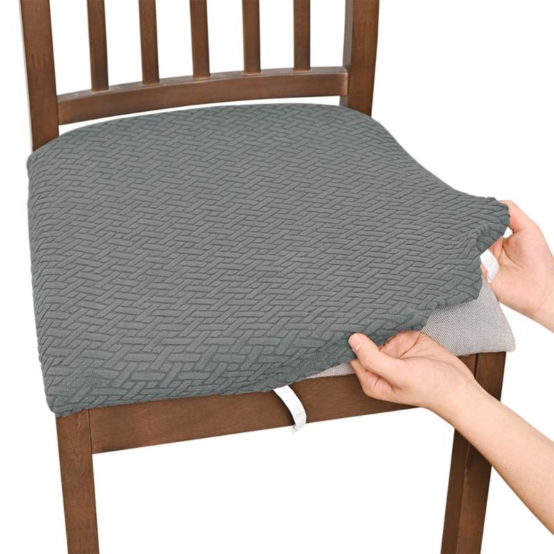 Stretch Dining Chair Seats Cover Striped Grid Elastic Upholstered Chairs Cushions Slipcover AntiDirty Protectors Removable