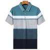 Striped Real Pocket Short-Sleeved Lapel T-Shirt, Father Dress Casual Polo Shirt Breathable Top Men