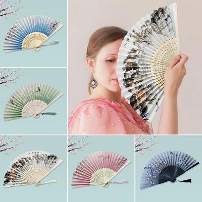 Ventaglio Pieghevole Vintage in Bambù Gambo Colorato Ventaglio per Danza Classica Ventaglio a Mano Accessori di Abbigliamento