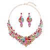 Dress Jewelry Necklace Earrings Two-Piece Set Colorful Flowers Bride Vintage Premium Design