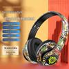 Guochao Bluetooth Headphones: Graffiti Design, Luminous Colors, Long Battery Life, Cool Lighting, Foldable.