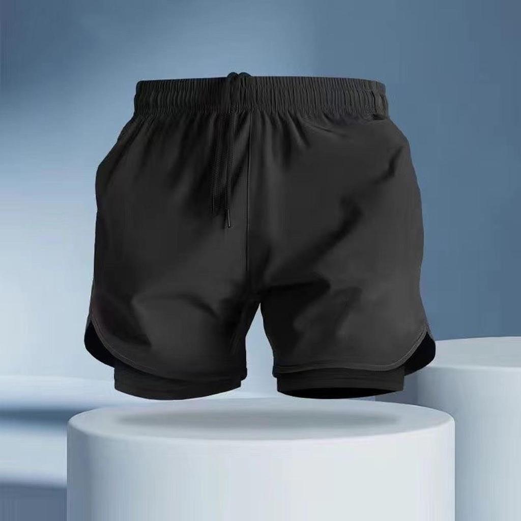 Men's Quick-Drying Three-Quarter Running Shorts with Inner Lining - American Style Fitness Pants