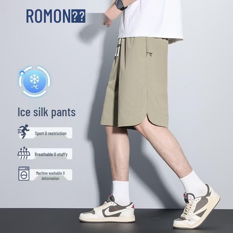 ROMON Men s Ice Silk Loose Straight Fit Shorts 2XL