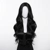 Black Synthetic Wig with Middle-parted Long Hair and Big Waves for Party or Daily Use. High-temperature Synthetic Hair Cap.