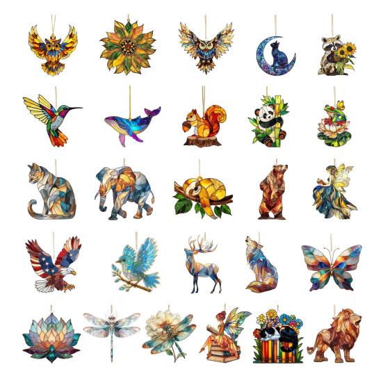 2D Acryl Tier Sonnenfänger Dekoration Innen Außen Garten Hof Fenster Wandbehang Buntglas Hängeornament