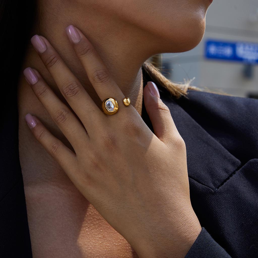 Yori Fashion Stainless Steel Open Ring Golden PVD Ring for Women Delicate Trendy Finger Jewelry Accessories Wholesale