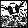 Farmhouse Metal Wall Art Rustic Cow with Sunflowers Wall Sculpture Decor Cow Sunflowers Wall Art Farmhouse Metal Rustic Decor