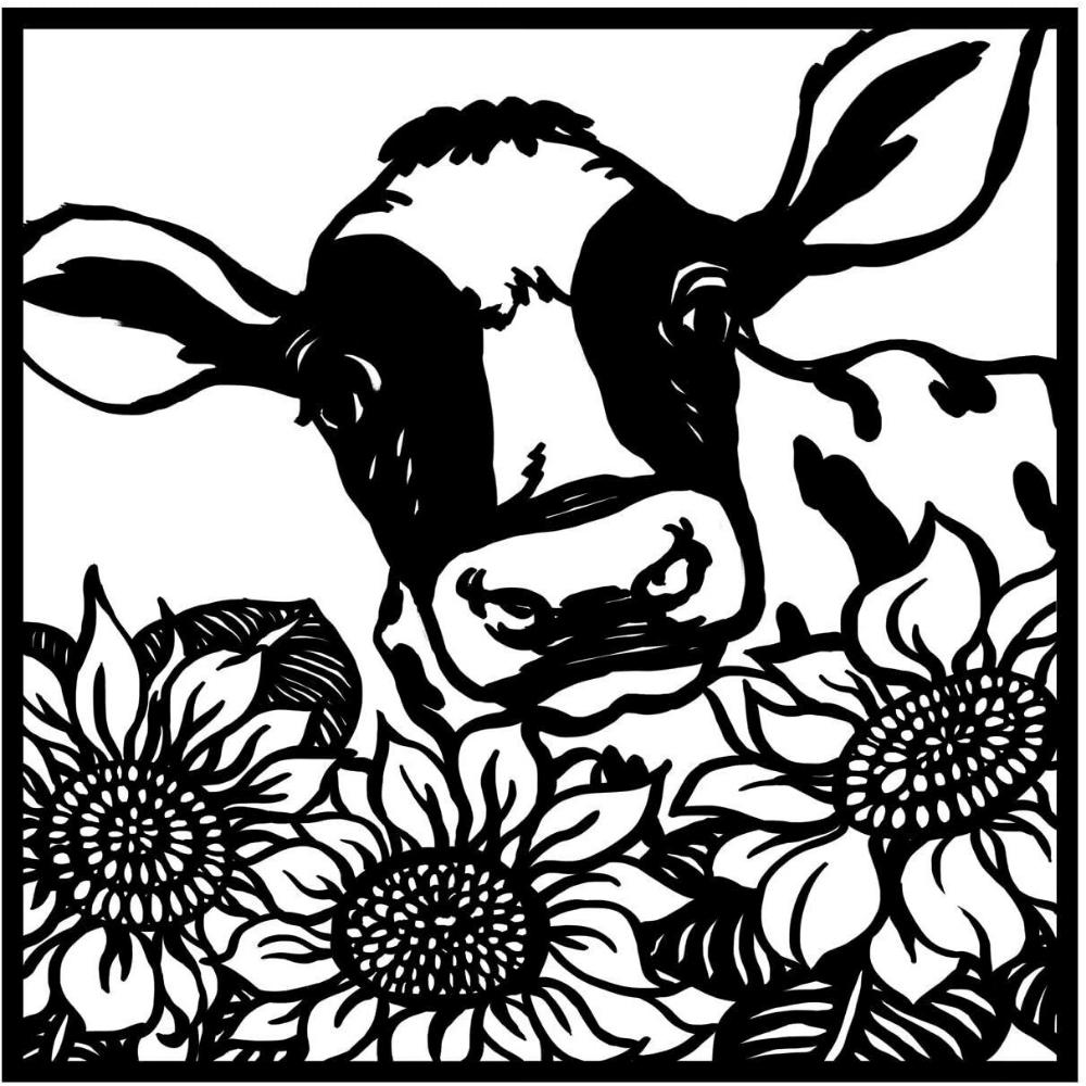 Farmhouse Metal Wall Art Rustic Cow with Sunflowers Wall Sculpture Decor Cow Sunflowers Wall Art Farmhouse Metal Rustic Decor