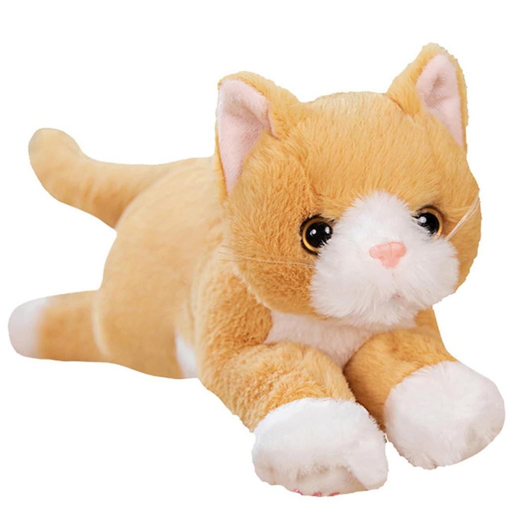 cuddly cat plush perfect for snuggling or cozying perfect as a birthday gift for 50cm soft Soothing and Soft, fluffy, pillow, up. Yellow, kids.