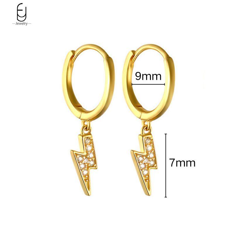 925 Silver Needle Vintage Gold Earrings for women Fashion Lightning Pendant Hoop Earrings Wedding High Luxury Jewelry