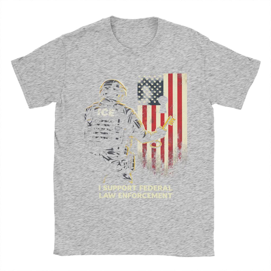 Summer ICE Agent I Federal Law Enforcement Popular T Shirts  Cotton Tee Shirt for Men Aesthetic Design Short Sleeve Tops