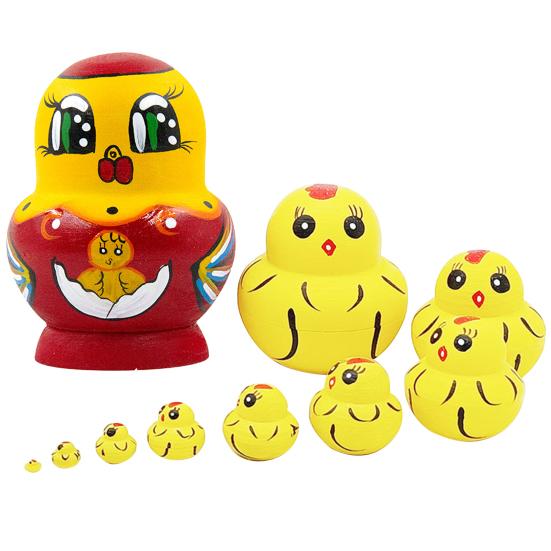 

1 набор милых матрешек с дизайном животных, десять слоев, мультяшный цыпленок, игрушка-матрешка для ребенка жёлтый