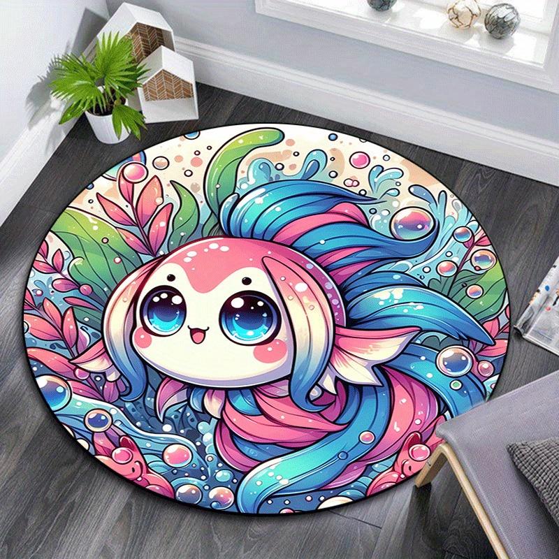 

1pc Soft, Absorbent & Non Slip Cute little goldfish Round Rug Soft Circle Rug for Living Room & Bedroom Decor, Chair Mats, and Unforgettable 80cm by 80cm