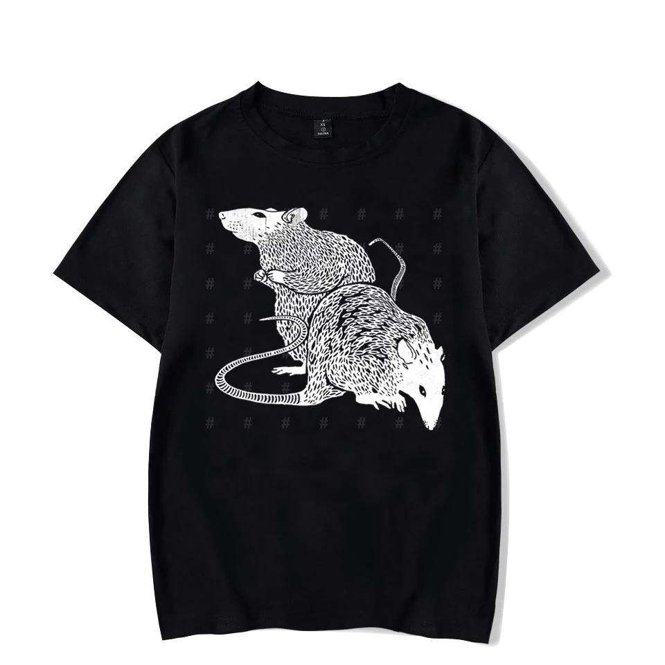 

Мужская уличная одежда Y2K в корейском стиле, футболки с графикой крысы, одежда Харадзюку, футболки с коротким рукавом, гранж-эстетика, топы оверсайз, одежда XXXXXL чёрный
