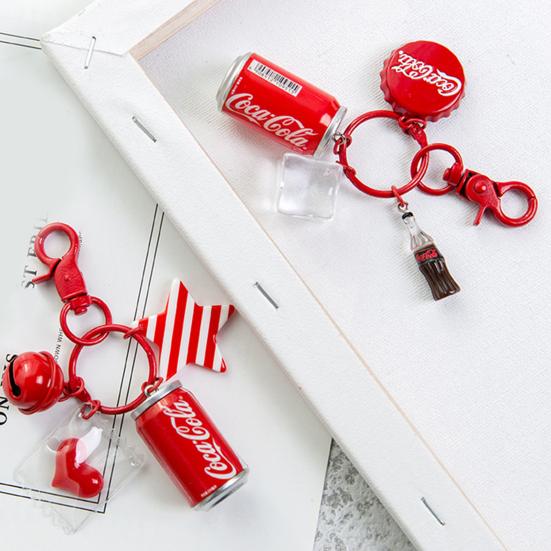 Key Chain Delicate Craft Cartoon High Simulated Funny Couple Accessory Decorative Portable Red Cola Bottle Keychain Car Pendant