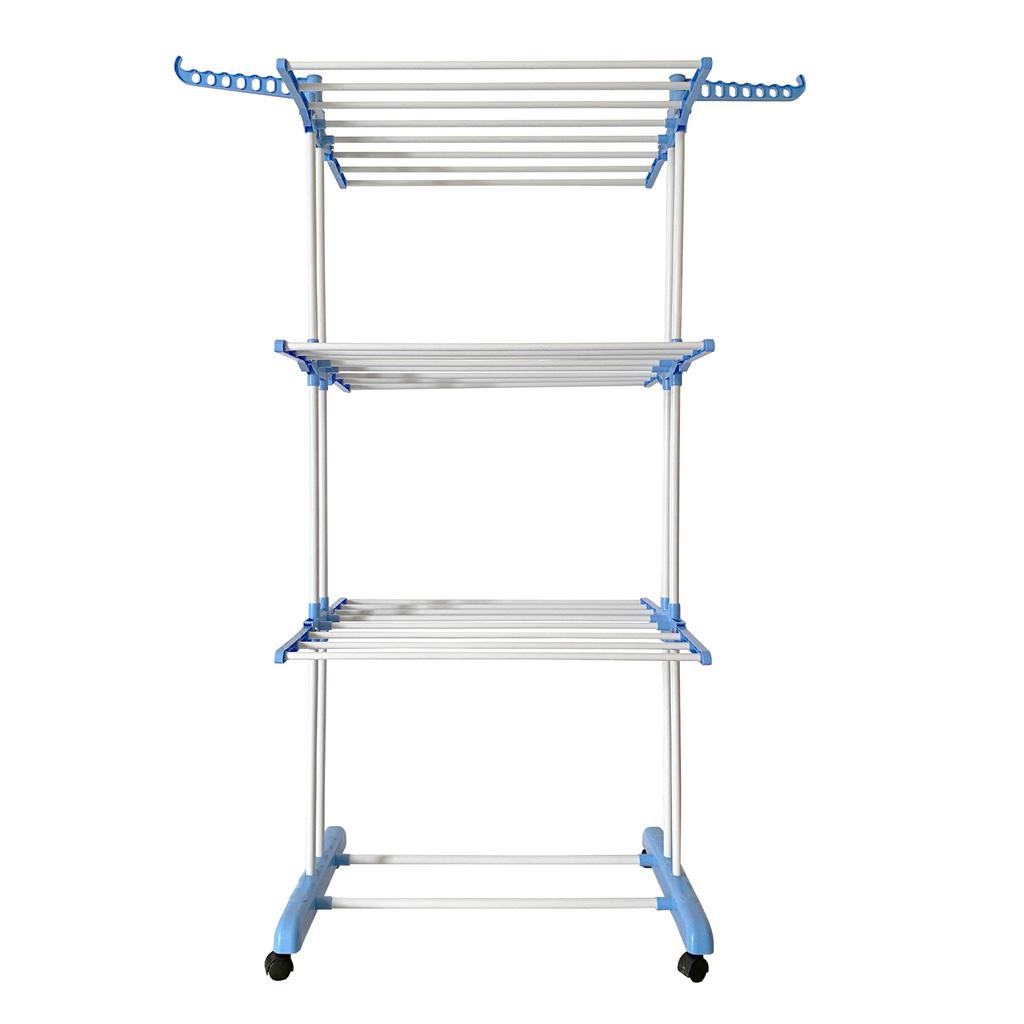 Tendedero Plegable Vertical XXL con ruedas 4 niveles con Alas Plegables 169x77x64 cm