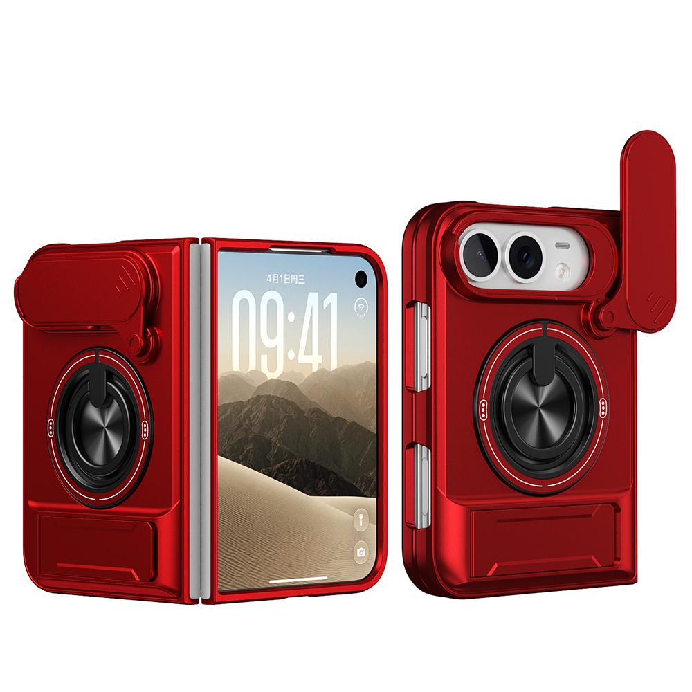KEYSION Magnetic Phone Case for iPhone Duo Slide Camera Protection Upright Kickstand 360° Ring Shockproof Cover for iPhone Duo
