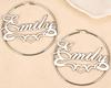 Personalized Custom Name Heart Hoop Earrings Stainless Steel Gold Plated Fashion Jewelry Custom Name Initial Heart Hoop Earrings