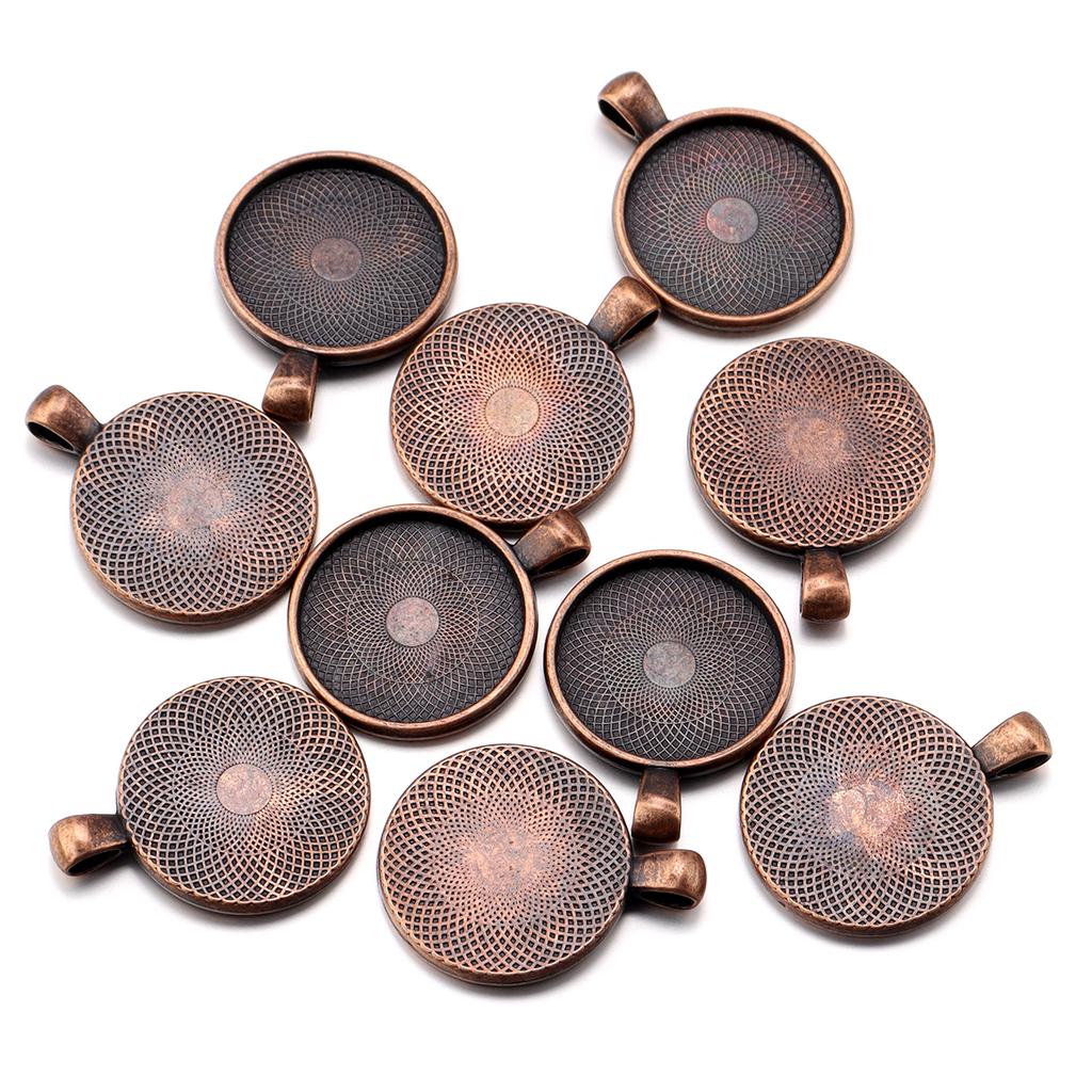 10pcs/lot Retro Style Blank Cabochon Base Trays Round Alloy Base Settings For DIY Jewelry Making Earring Necklace Accessories
