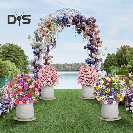 Artificial Violet Topiary Ball UV Resistant Violet Blooms Fake Evergreen Plants Flowers Brush with Ground Spike for Outdoor Indoor Garden Decor