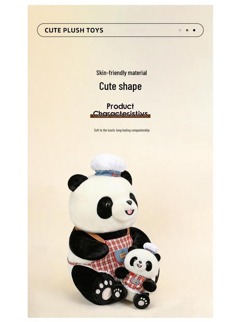 Cute Chef Panda Plush Toy with Apron - Children's Comfort Doll & Birthday Gift