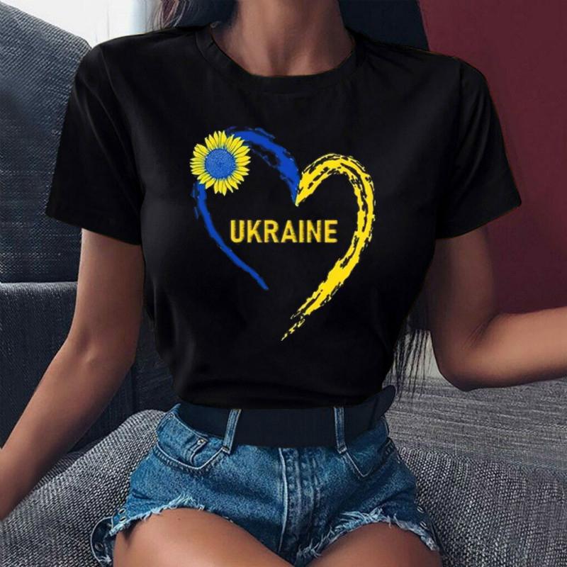 Heartbeat Blue Yellow Women Print T-shirt Fashion Y2K Short Sleeve Tee Tops Lady 90s Female Harajuku Streetwear Woman Clothing
