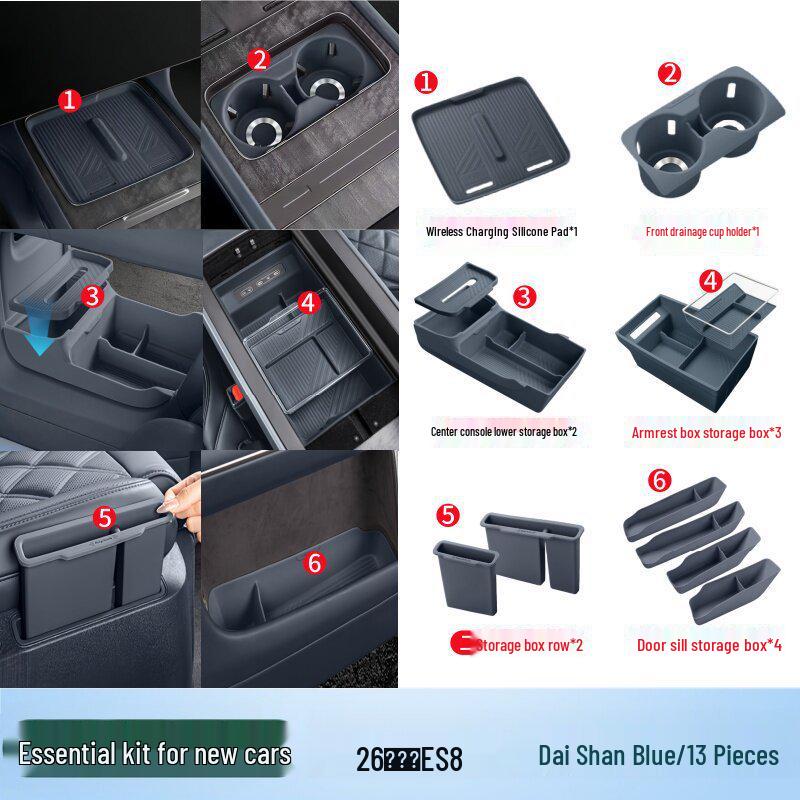 NIO ES8 Car Door Storage Box: Silicone Protection & Interior Decoration Set for 26 Models
