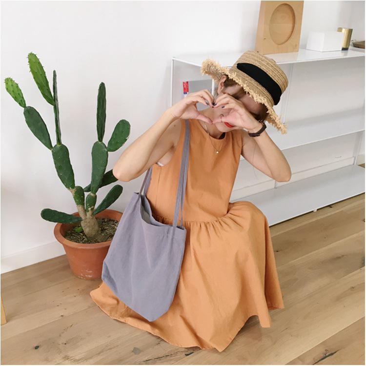 Women Cotton Linen Shoulder Bag Simple Washed Canvas Handbag Solid Tote Lady Eco Shopping Bag Female Shopper Cloth Fabric Purse