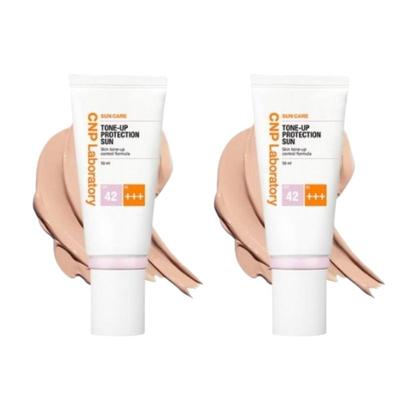 CNP Tone-Up Zonnebrandcrème SPF42 PA+++ 50ml*2 – Koreaanse Verhelderende UV Bescherming Zonnecrème voor Gezicht – K-Beauty Huidverzorging voor Gevoelige & Dof uitziende Huid