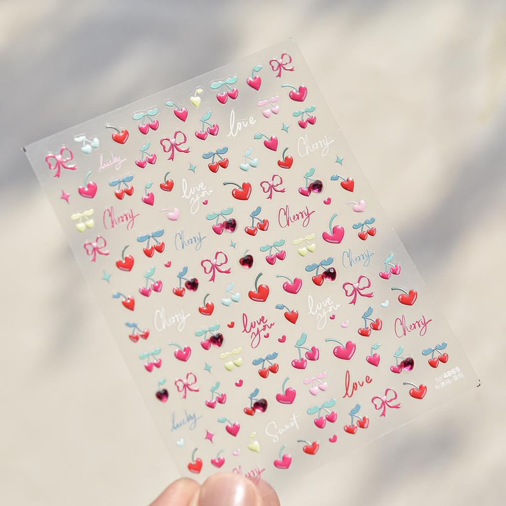 1pcs 5D Fashion Cartoon Mini Bow Nail Art Stickers Red Black White Ribbon Nail Decorations Decals DIY Nail Accessories