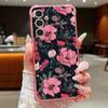 Pink Flowers Pattern Phone Case For Samsung Galaxy S26 S24 S23 Ultra S22 Plus S25 Edge S25 FE Clear Card Bag Wallet Soft Cover