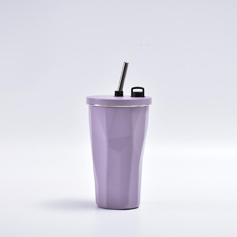 Good-looking Diamond Stainless Steel Cup with Straw Large Capacity Portable Handy Cup Creative Car Accompanying Coffee Cup