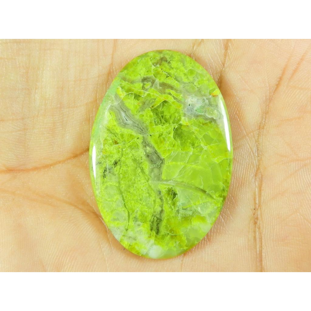 28X41X05 MM Natural Green Opal Oval Shape Cabochon Loose Gemstone 44Cts. SK-4739