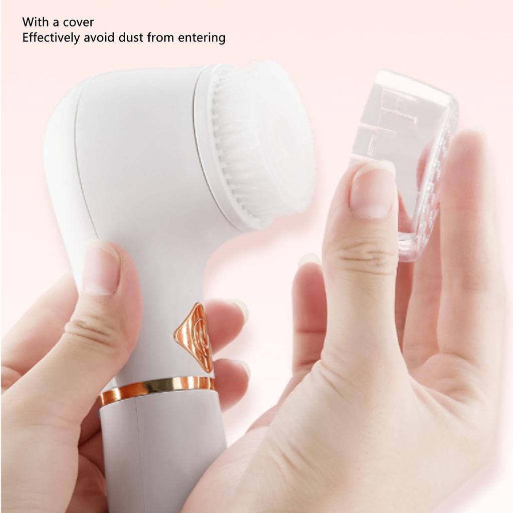 Facial Cleansing Brush 6000RPM Rotating Speed 3 Brush Head Electric Face Wash Brush White