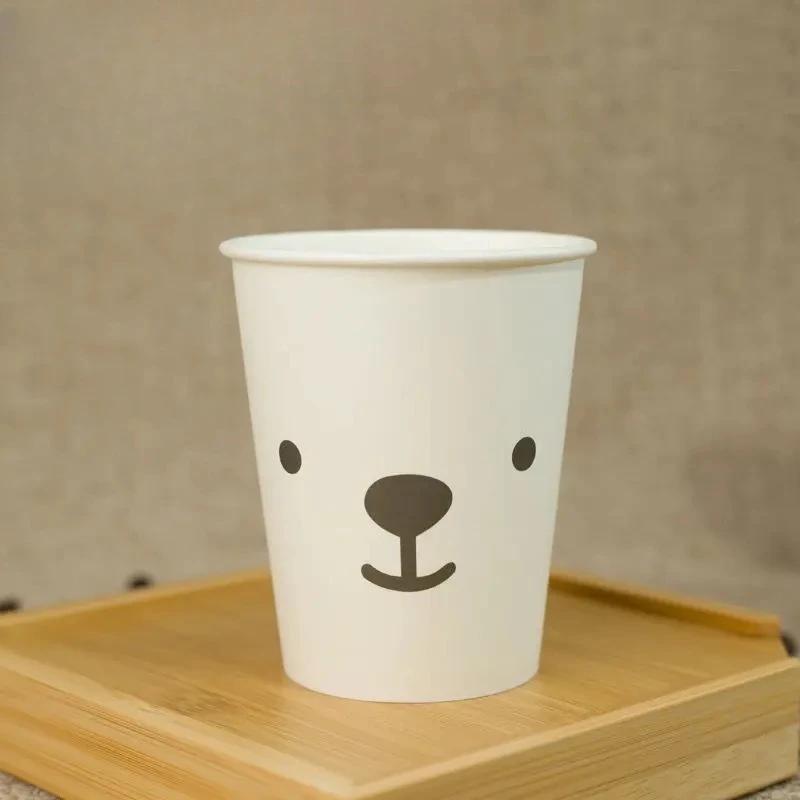 2025 New 50pcs Disposable Cartoon Cute Cups White Thicken Durable Cups for Hot and Cold Drinks Household Party Office Coffee Cup