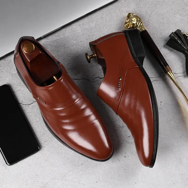 Men Shoes Casual Fashion Shoes for Mens Dress Shoes Party Sneakers Plus Size Black PU Leather Loafer Wedding Footwear Sneakers